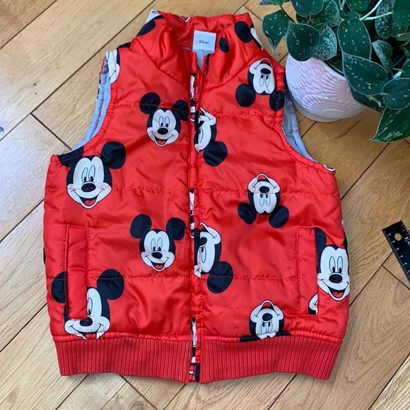 Disney Other - Disney Mickey Mouse zip puffy vest red sz 4T/5T vacation warm Disney Gear